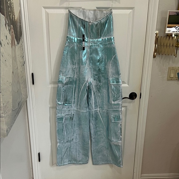 NWT Strapless Metallic Foil Jumpsuit XL - Picture 4 of 14